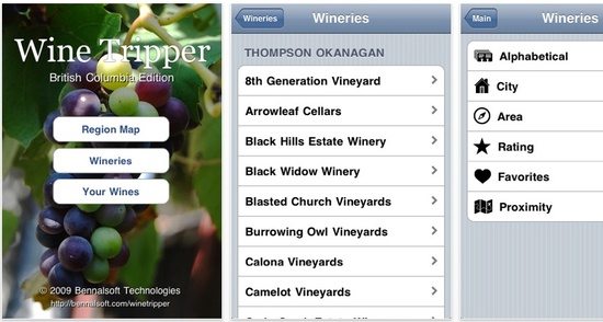 Wine Tripper iPhone app (BC Edition) first look